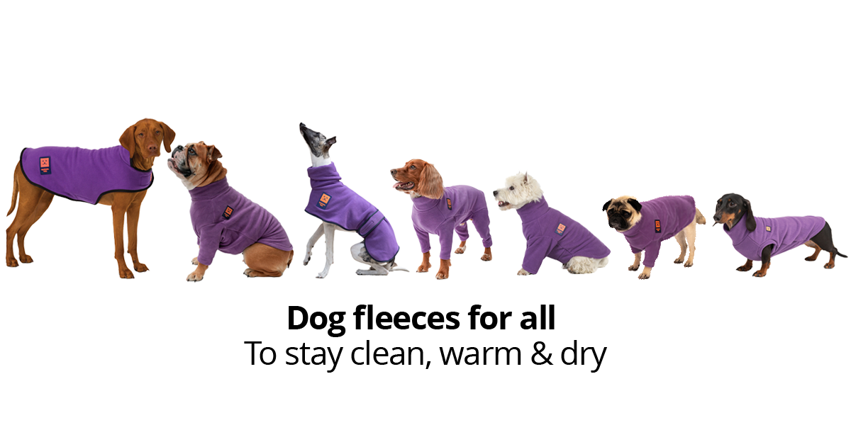 dog fleeces for different breeds and shapes of dogs by ginger ted