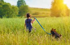 Dog and girl enjoying the countryside