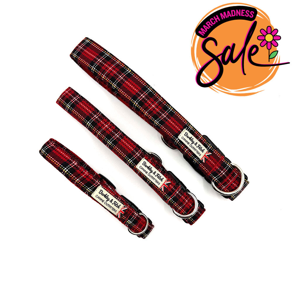 Barkley & Fetch Red Tartan Dog Collar