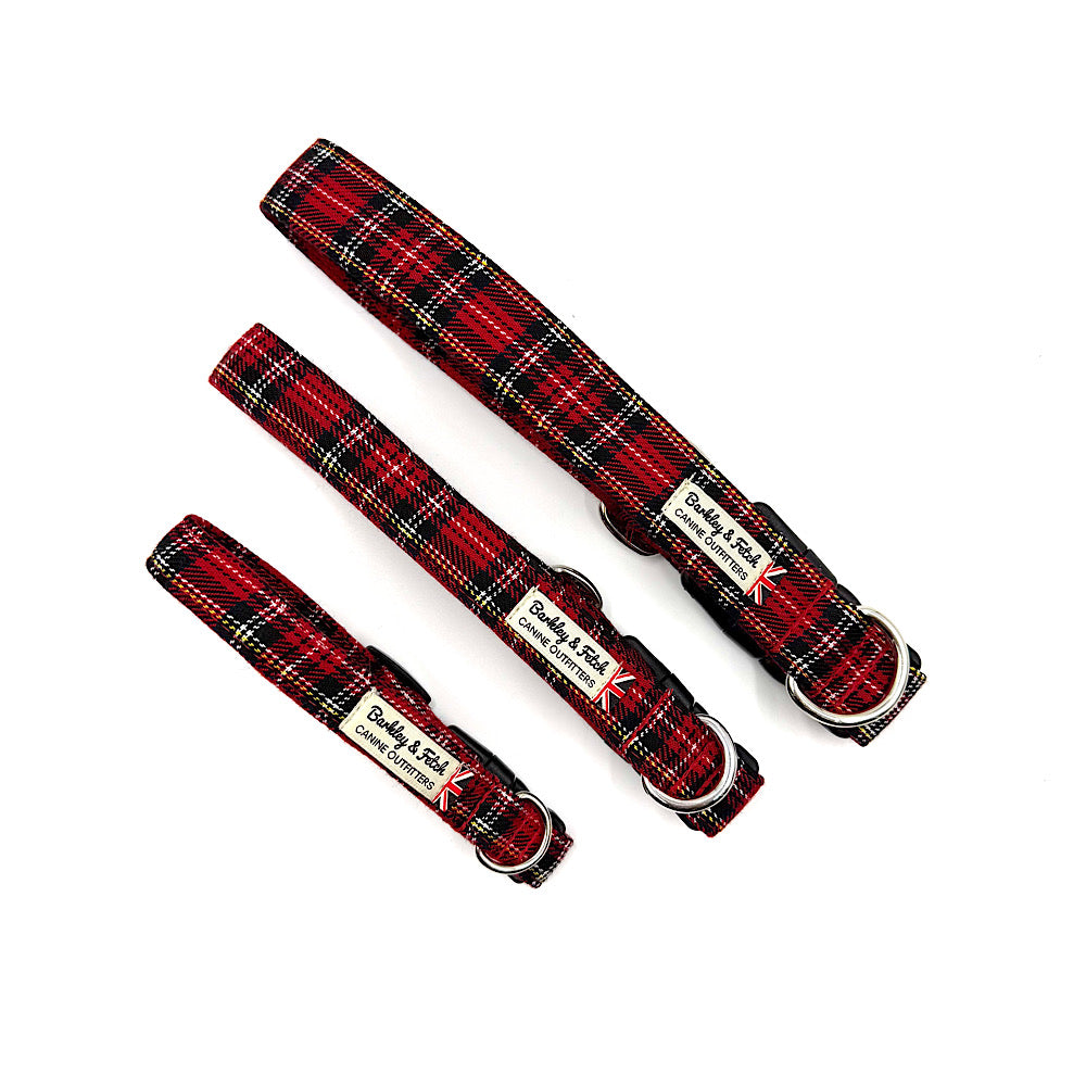 Barkley &amp; Fetch Red Tartan Dog Collar