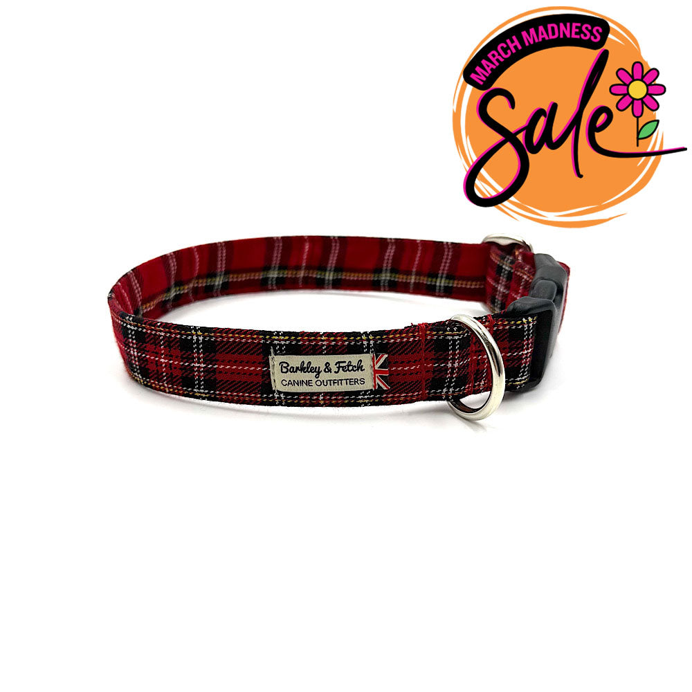 Barkley & Fetch Red Tartan Dog Collar
