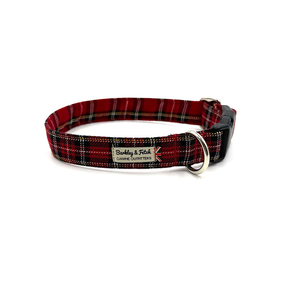 Barkley &amp; Fetch Red Tartan Dog Collar