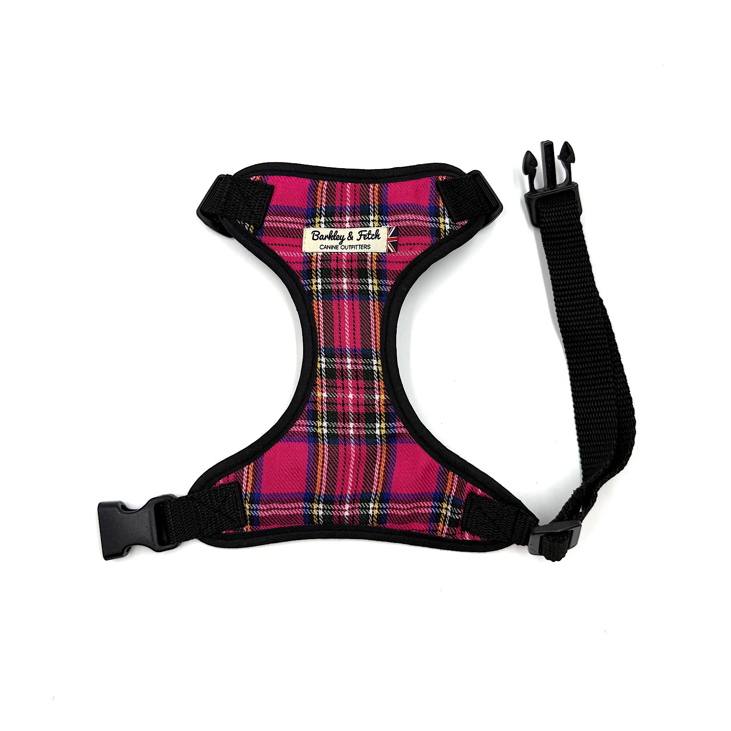 Barkley & Fetch Bright Pink Tartan Soft Harness