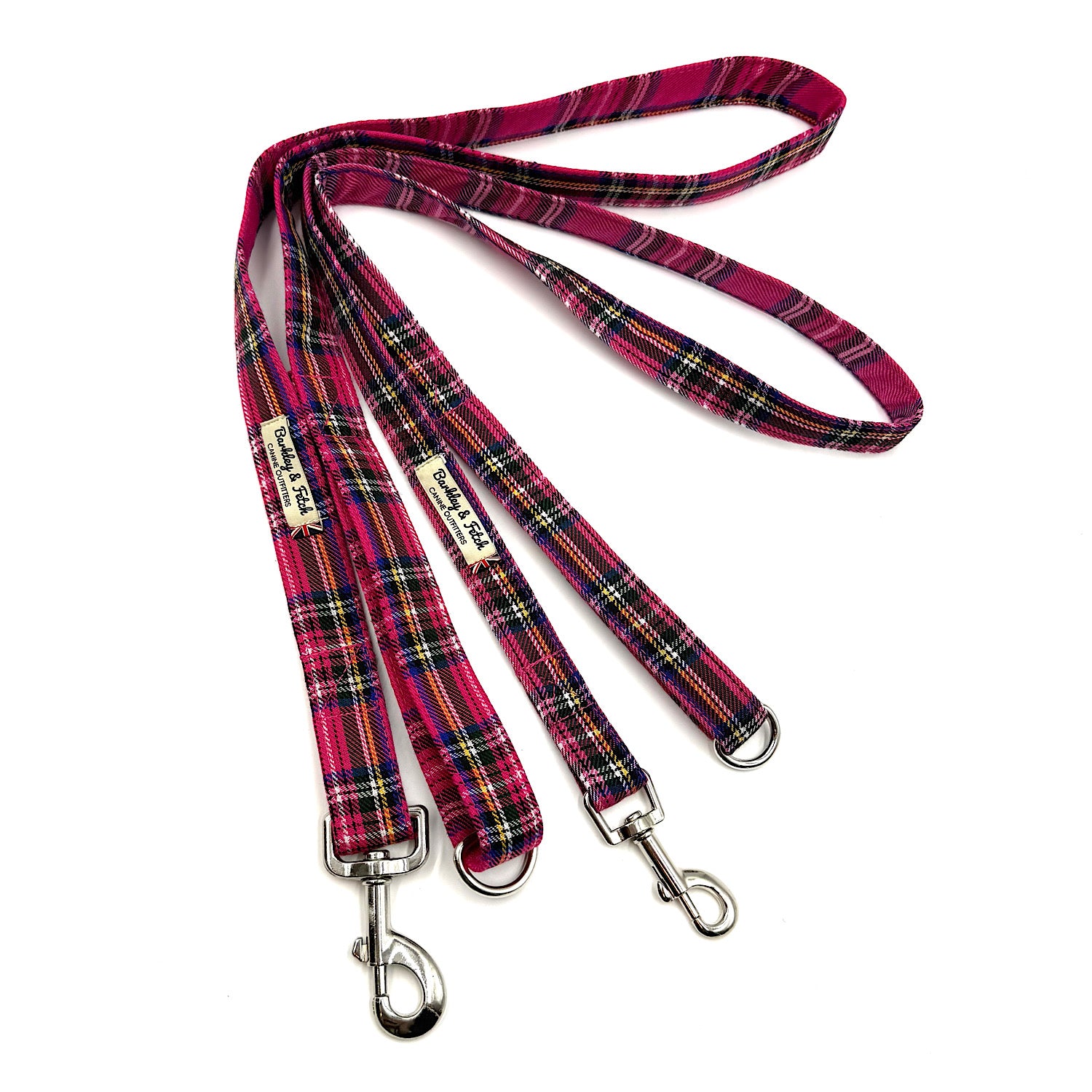Barkley & Fetch Bright Pink Tartan Dog Lead
