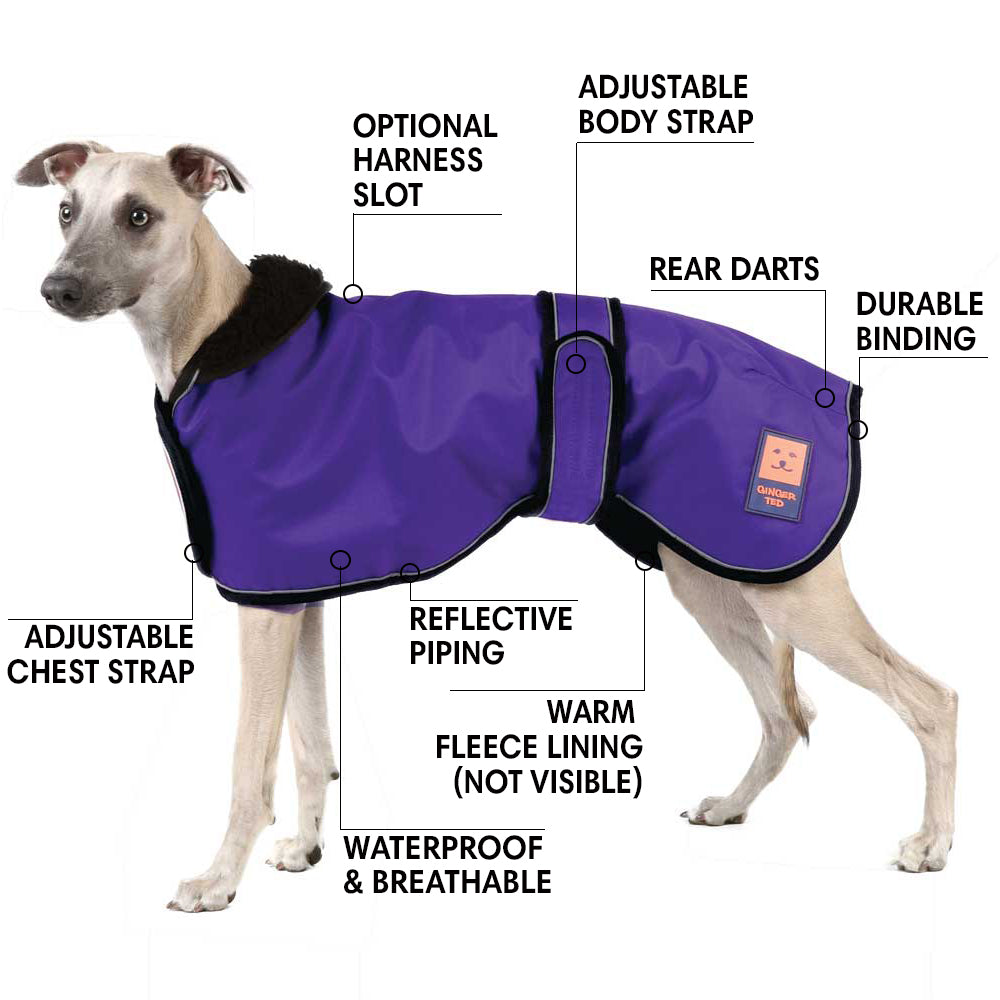 Waterproof Shower Greyhound Dog Coat with Warm Lining
