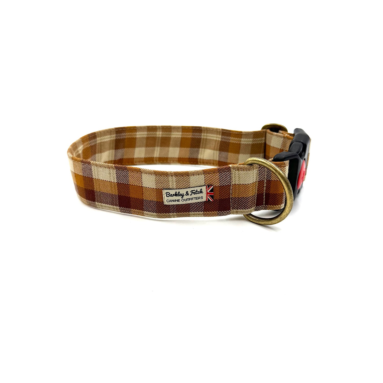 Barkley & Fetch Gingerbread Check Wide Dog Collar