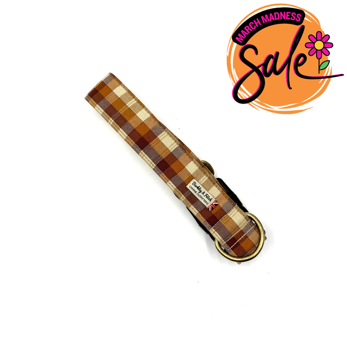 Barkley &amp; Fetch Gingerbread Check Wide Dog Collar