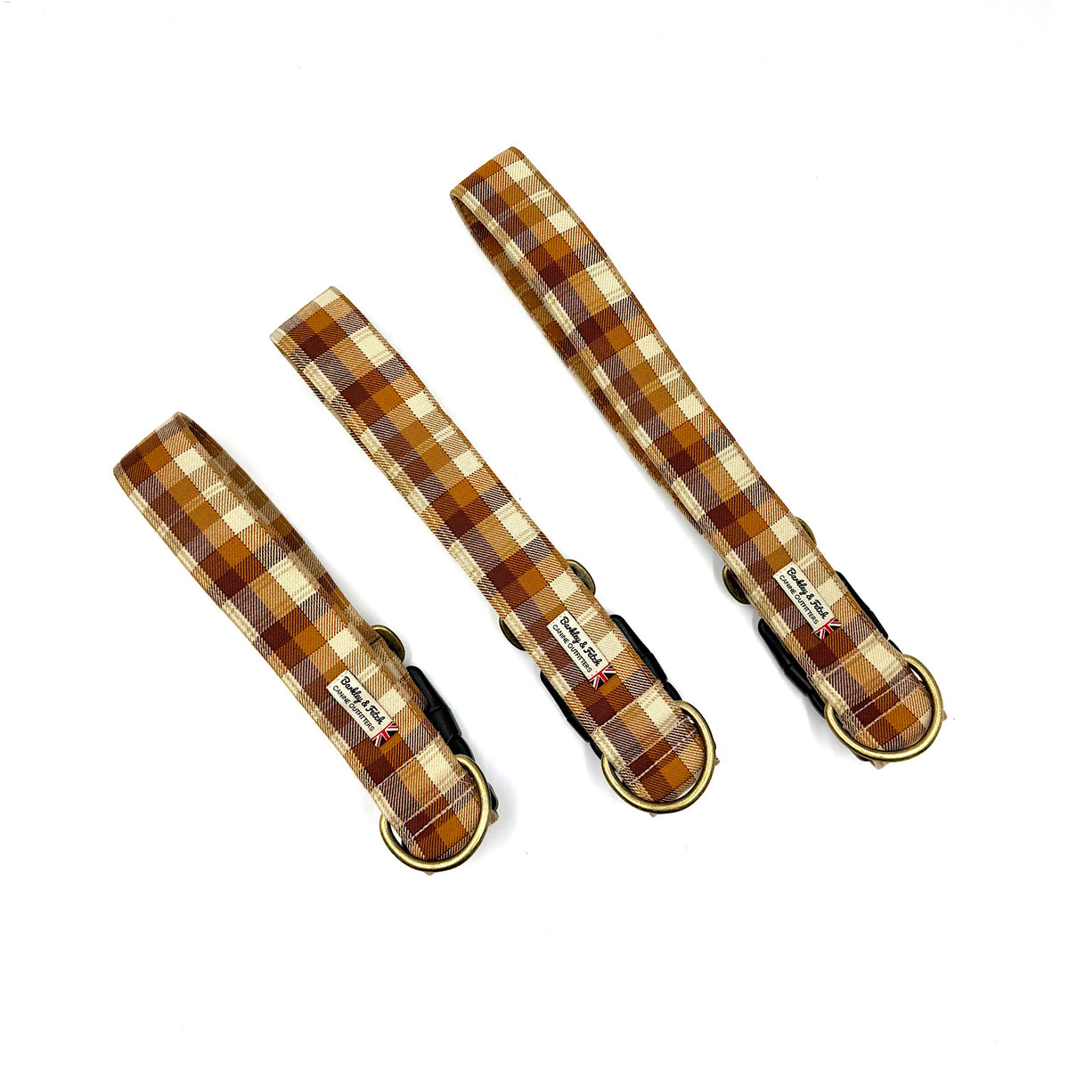 Barkley &amp; Fetch Gingerbread Check Wide Dog Collar