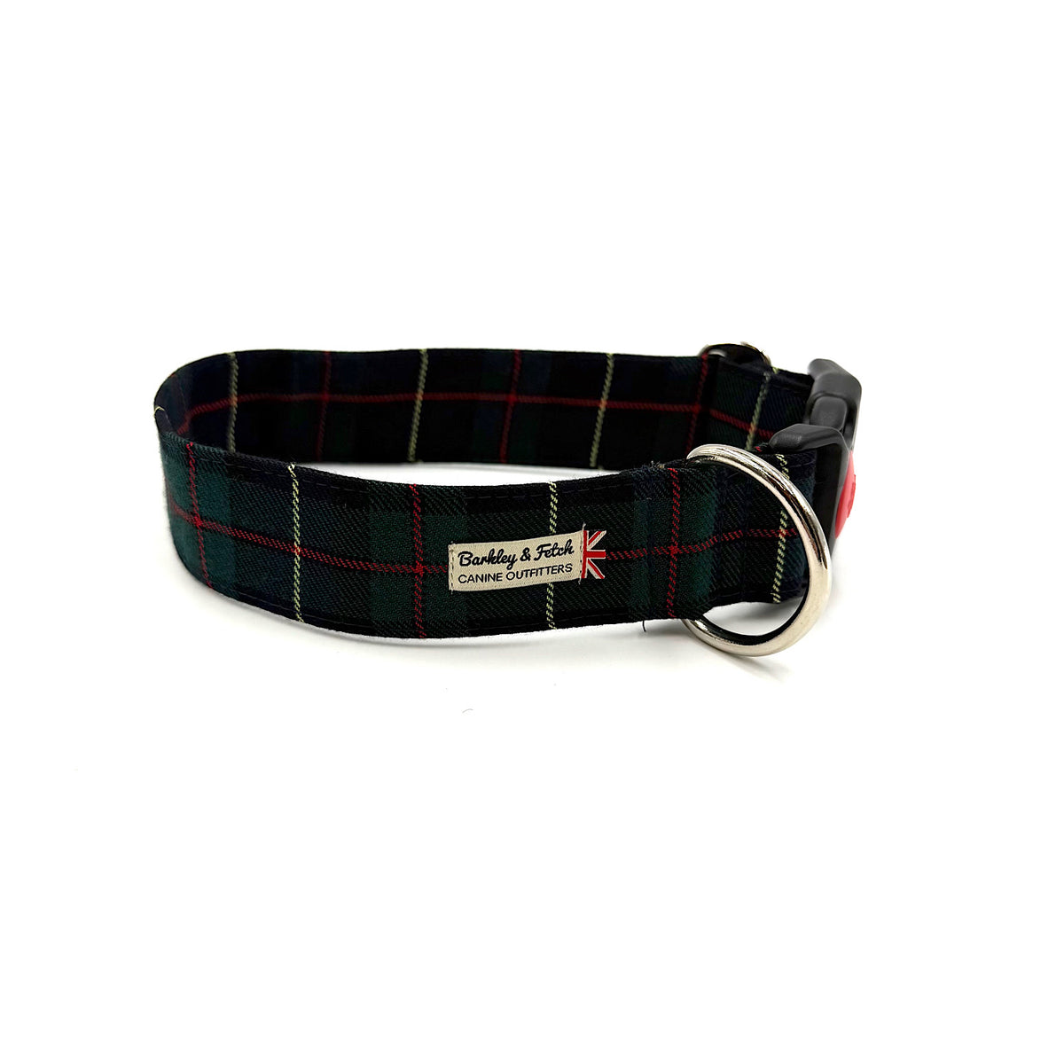 Barkley &amp; Fetch Green/Navy Tartan Wide Dog Collar