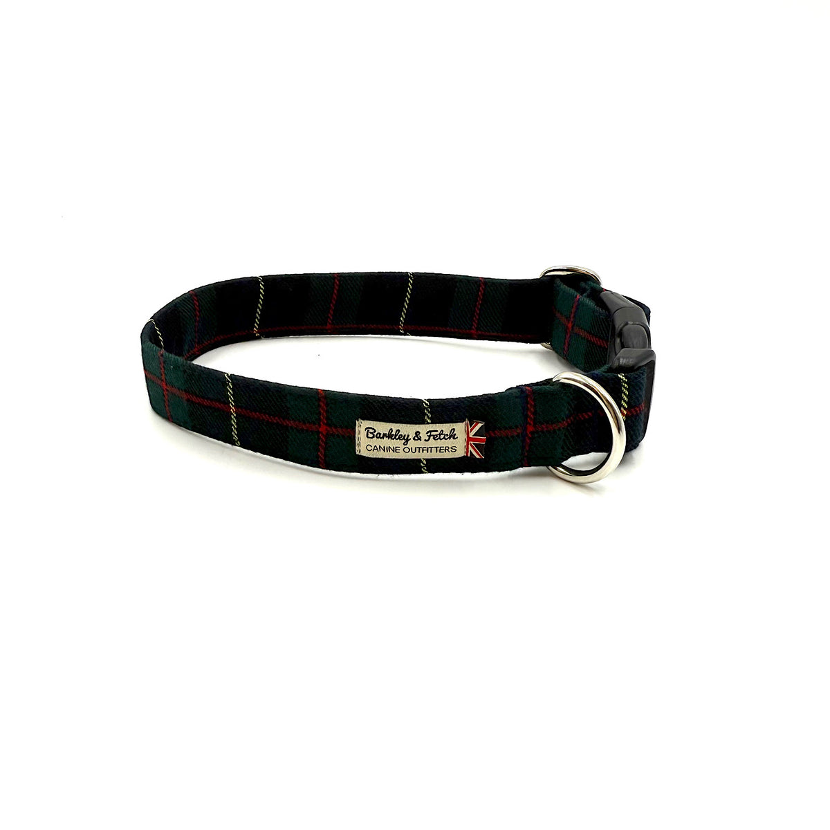 Barkley &amp; Fetch Green/Navy Tartan Dog Collar