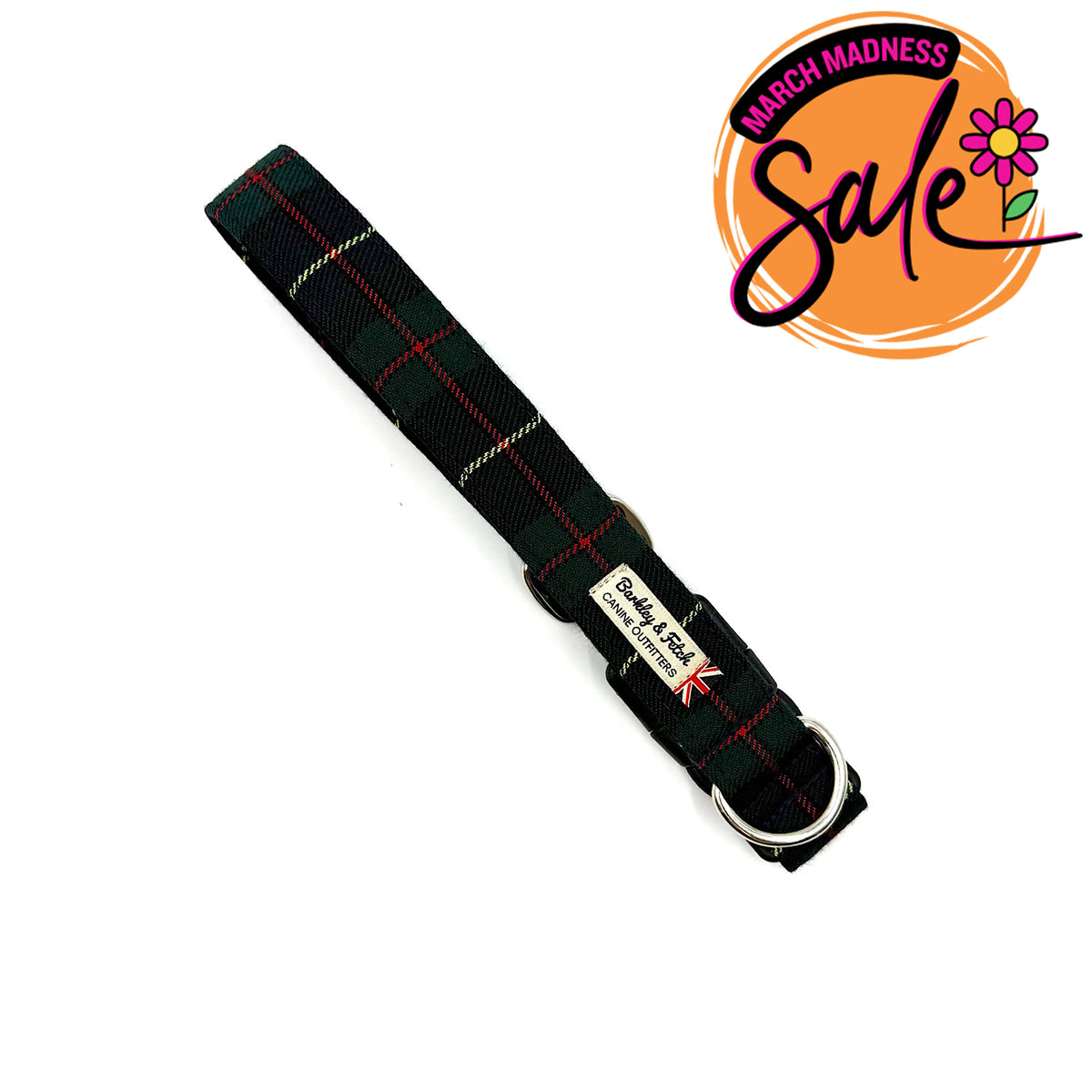 Barkley &amp; Fetch Green/Navy Tartan Dog Collar