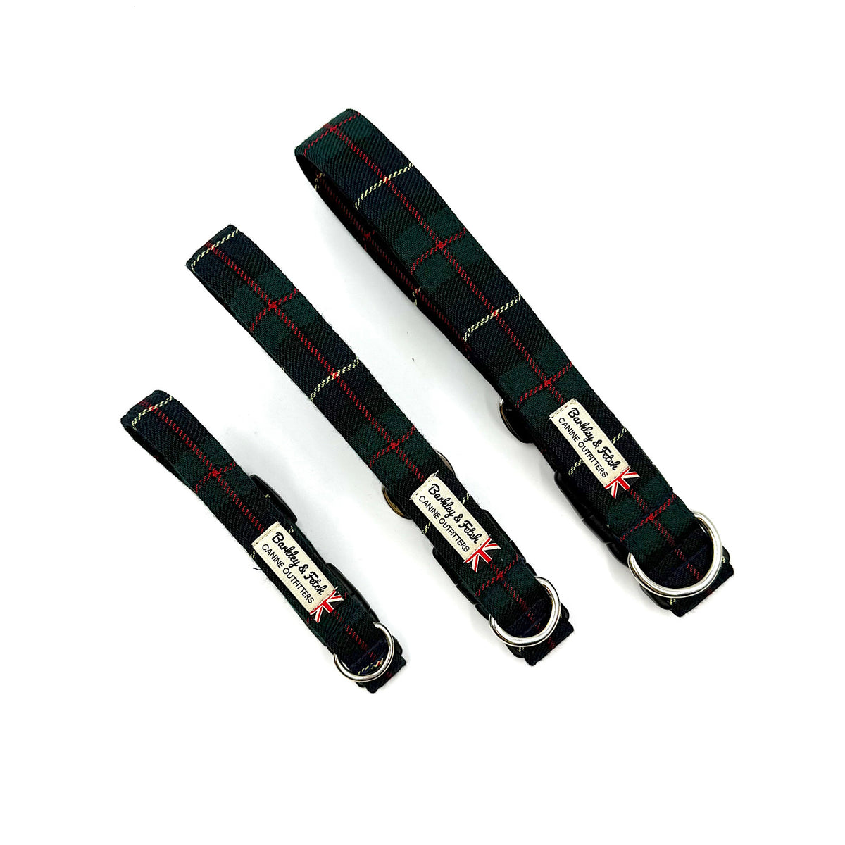 Barkley &amp; Fetch Green/Navy Tartan Dog Collar