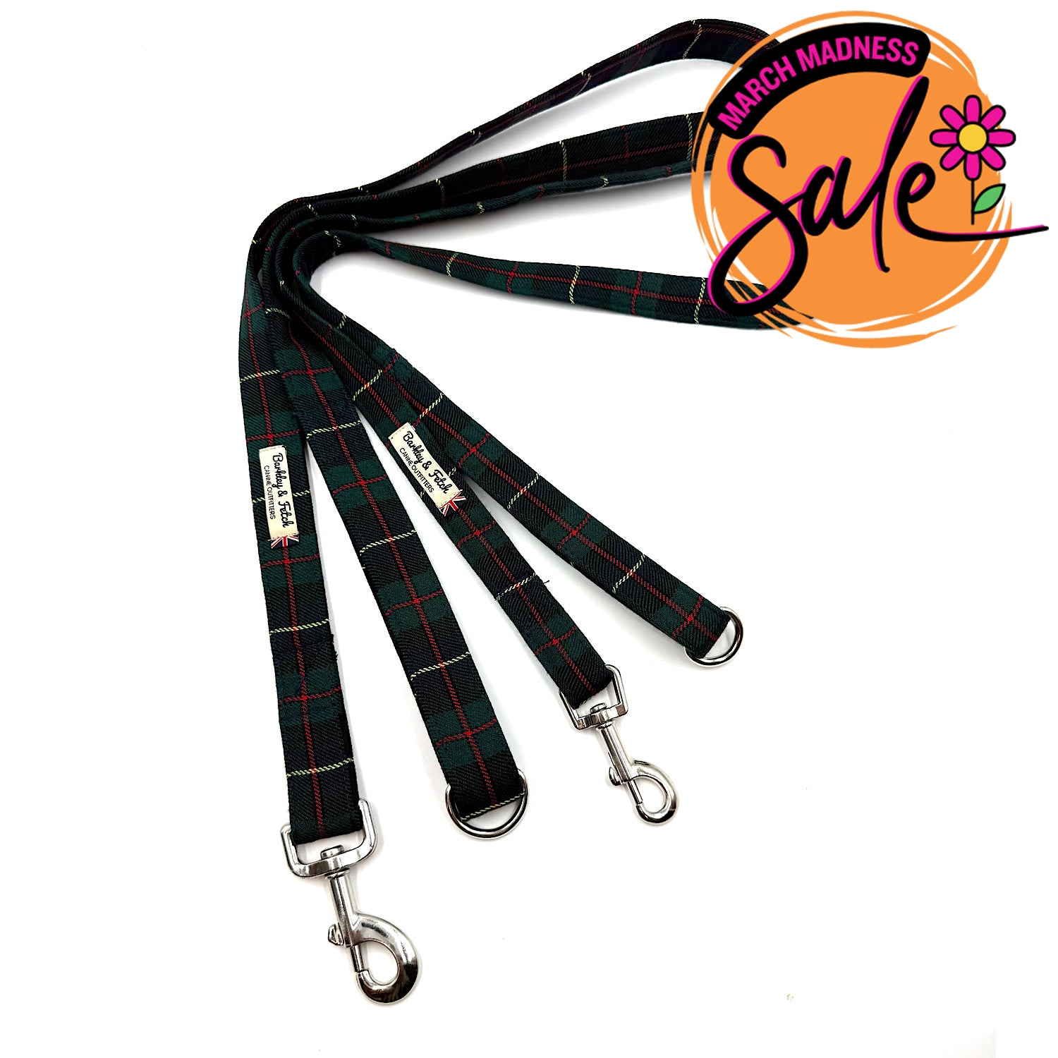 Barkley & Fetch Green/Navy Tartan Dog Lead