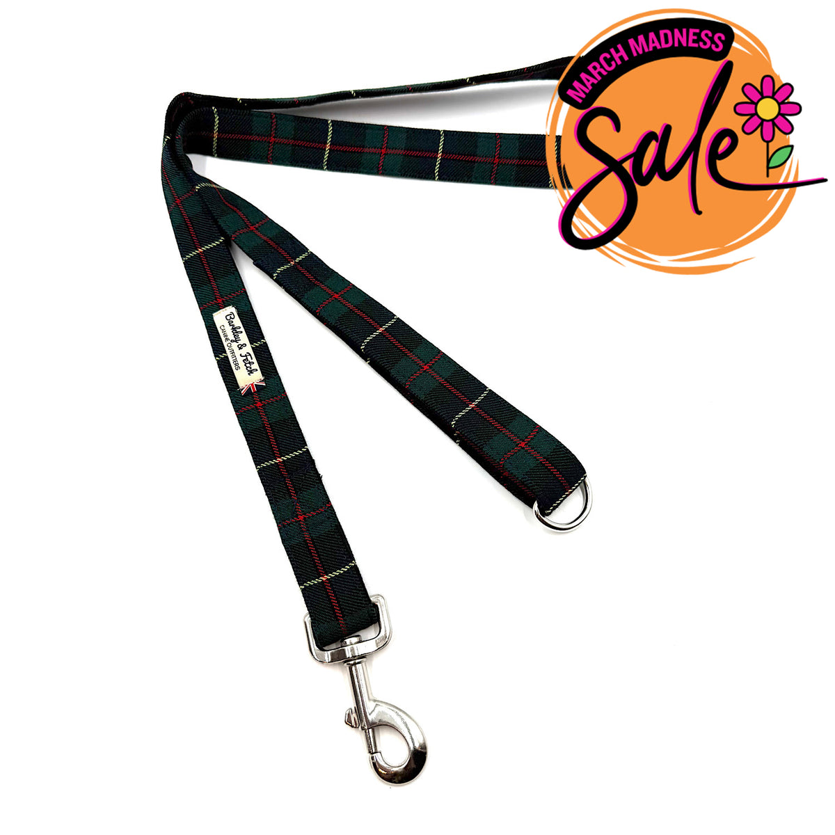 Barkley &amp; Fetch Green/Navy Tartan Dog Lead