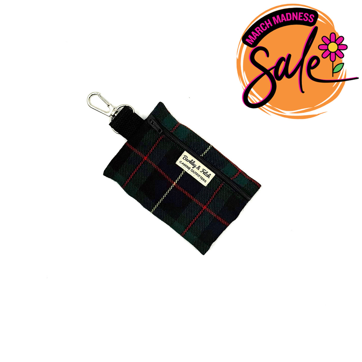 Barkley &amp; Fetch Green/Navy Tartan Poop Bag Holder