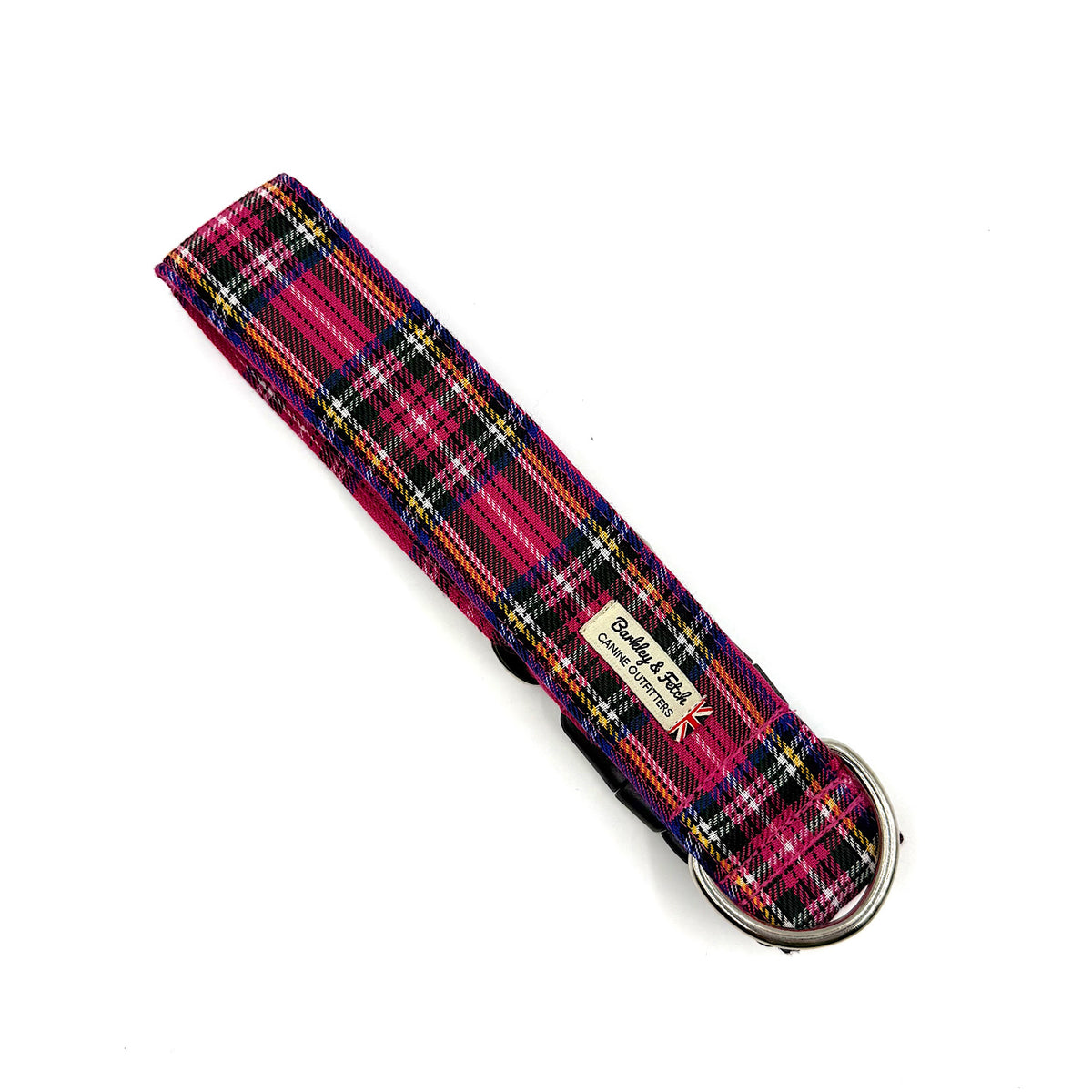 Barkley &amp; Fetch Bright Pink Tartan Wide Dog Collar