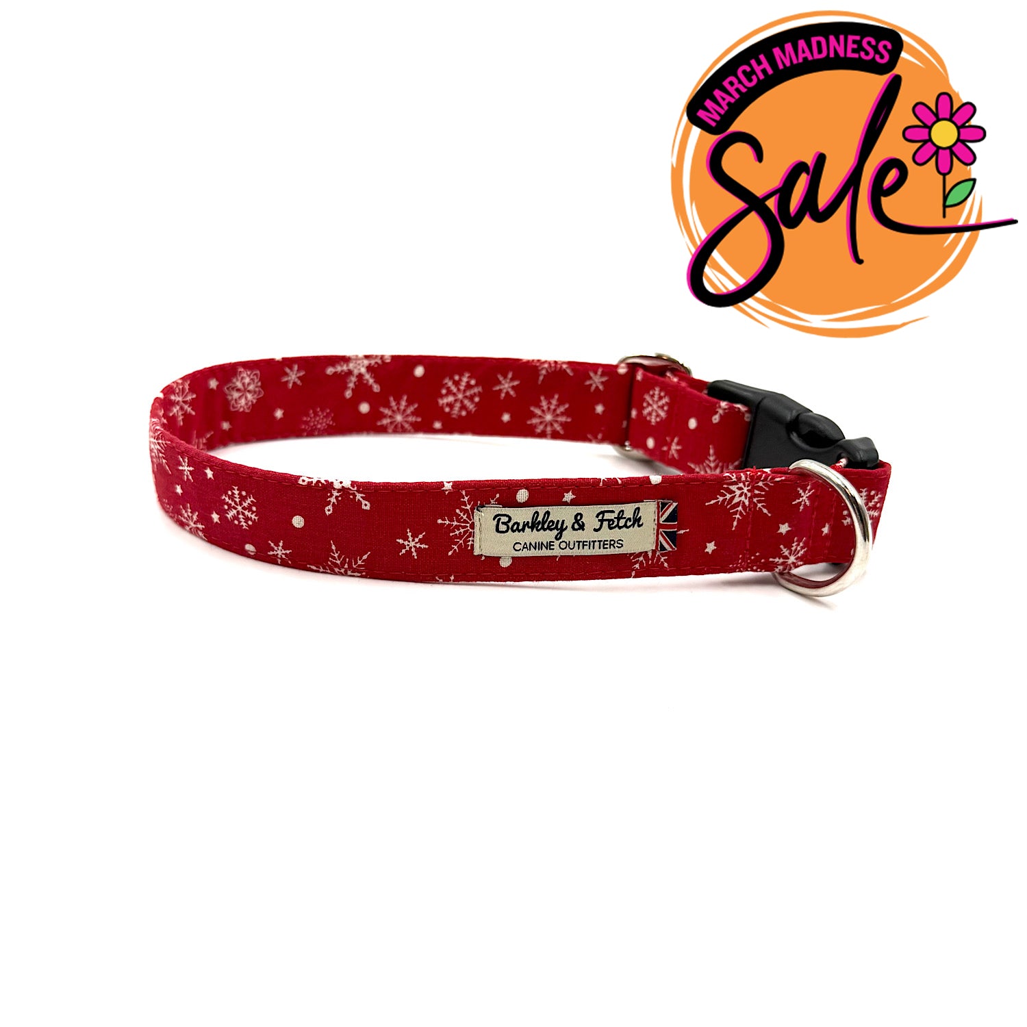 Barkley & Fetch Red Snowflake Dog Collar