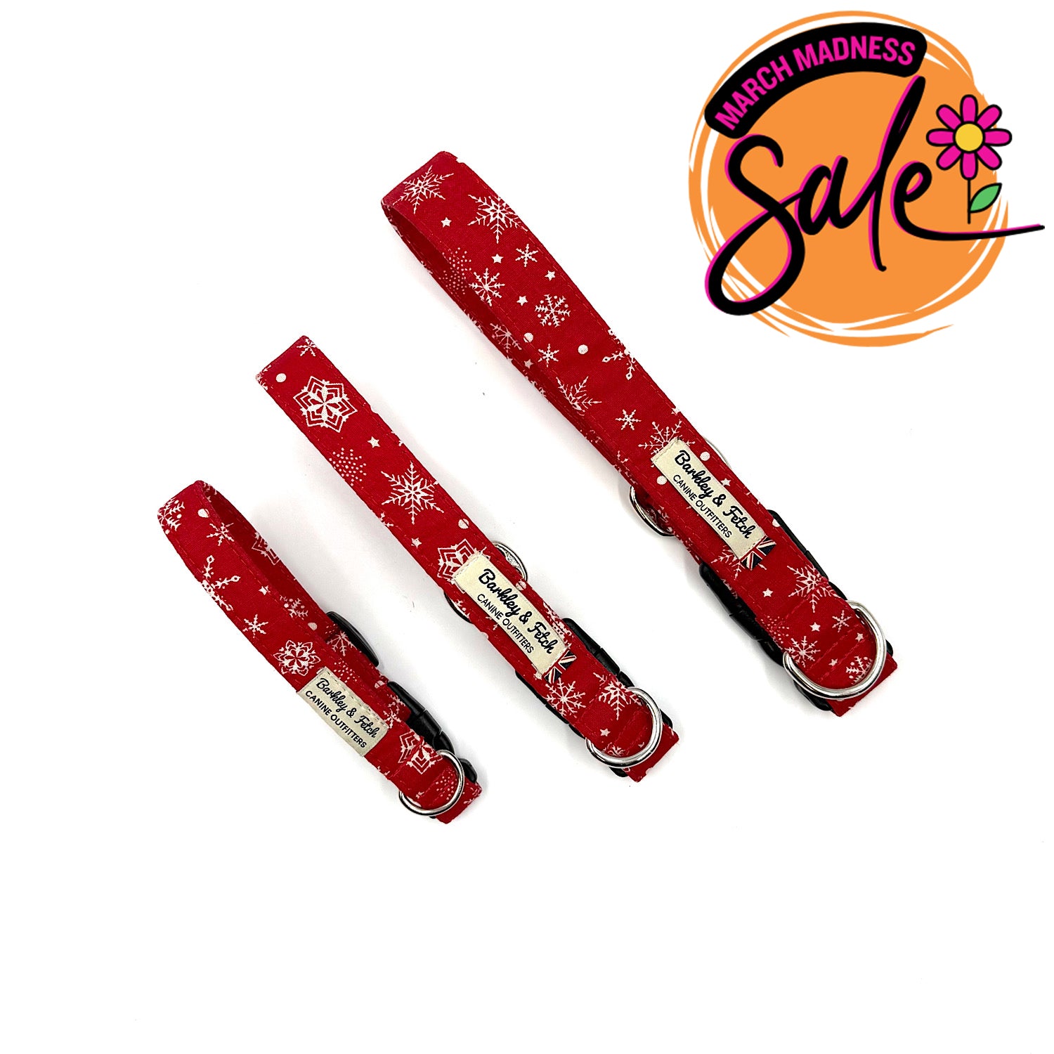 Barkley & Fetch Red Snowflake Dog Collar