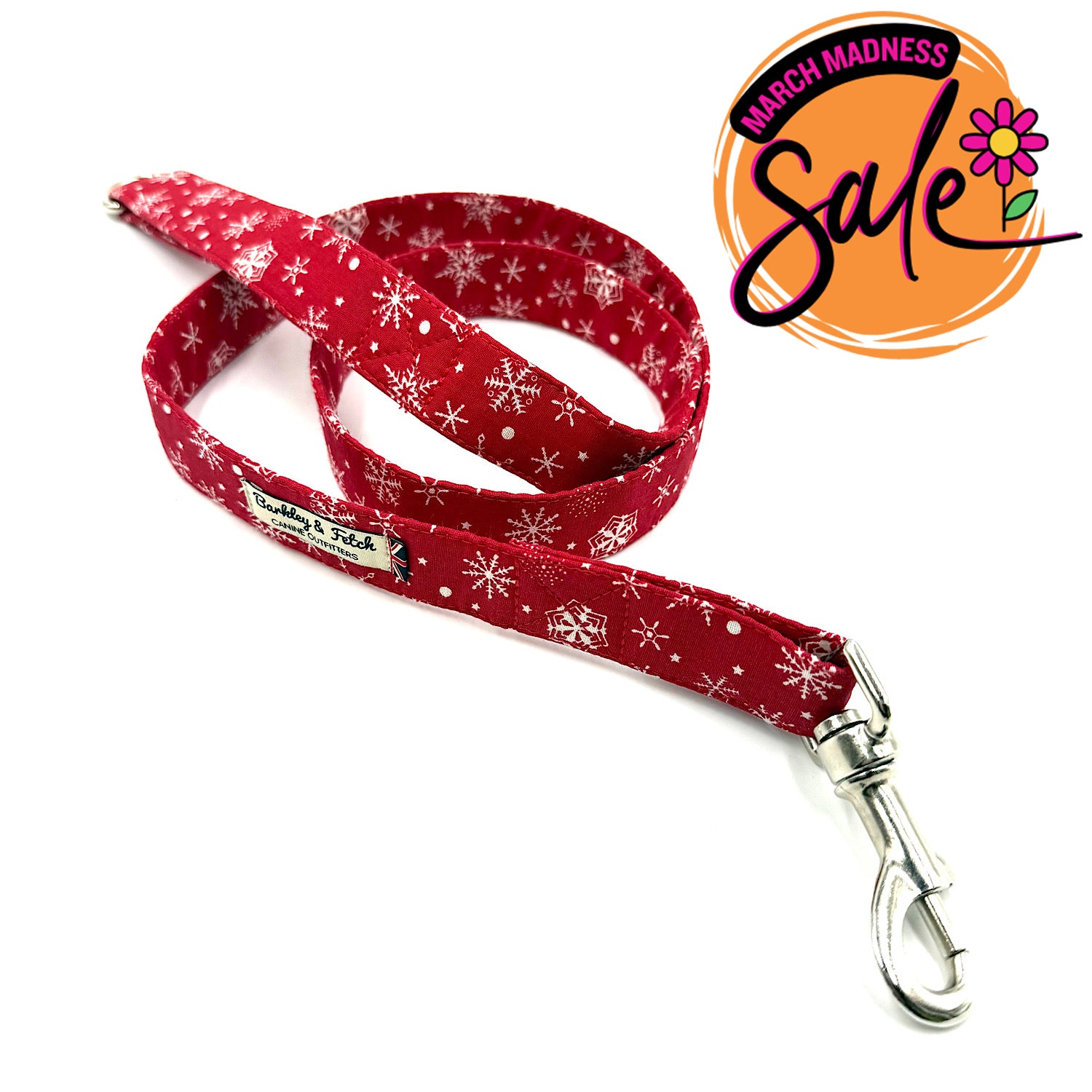 Barkley & Fetch Red Snowflake Dog Lead