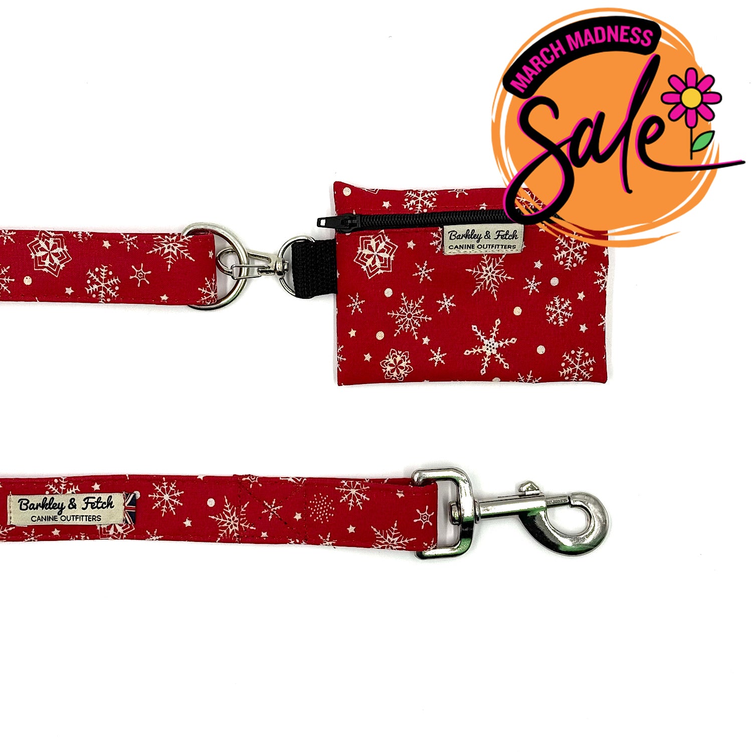 Barkley & Fetch Red Snowflake Poop Bag Holder