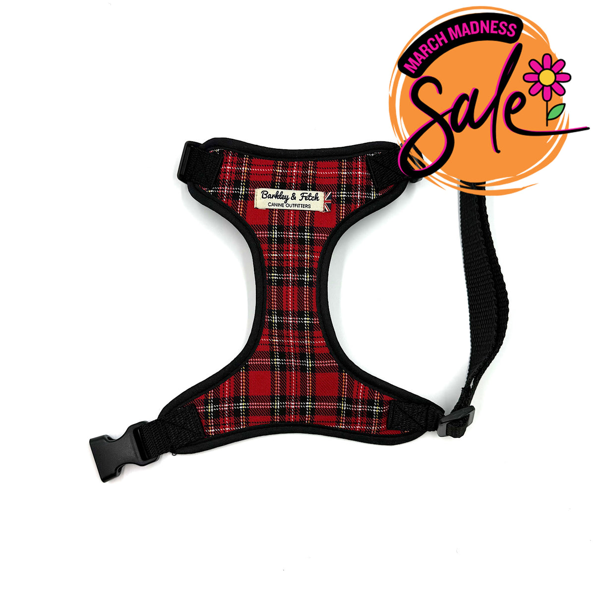 Barkley &amp; Fetch Red Tartan Soft Harness