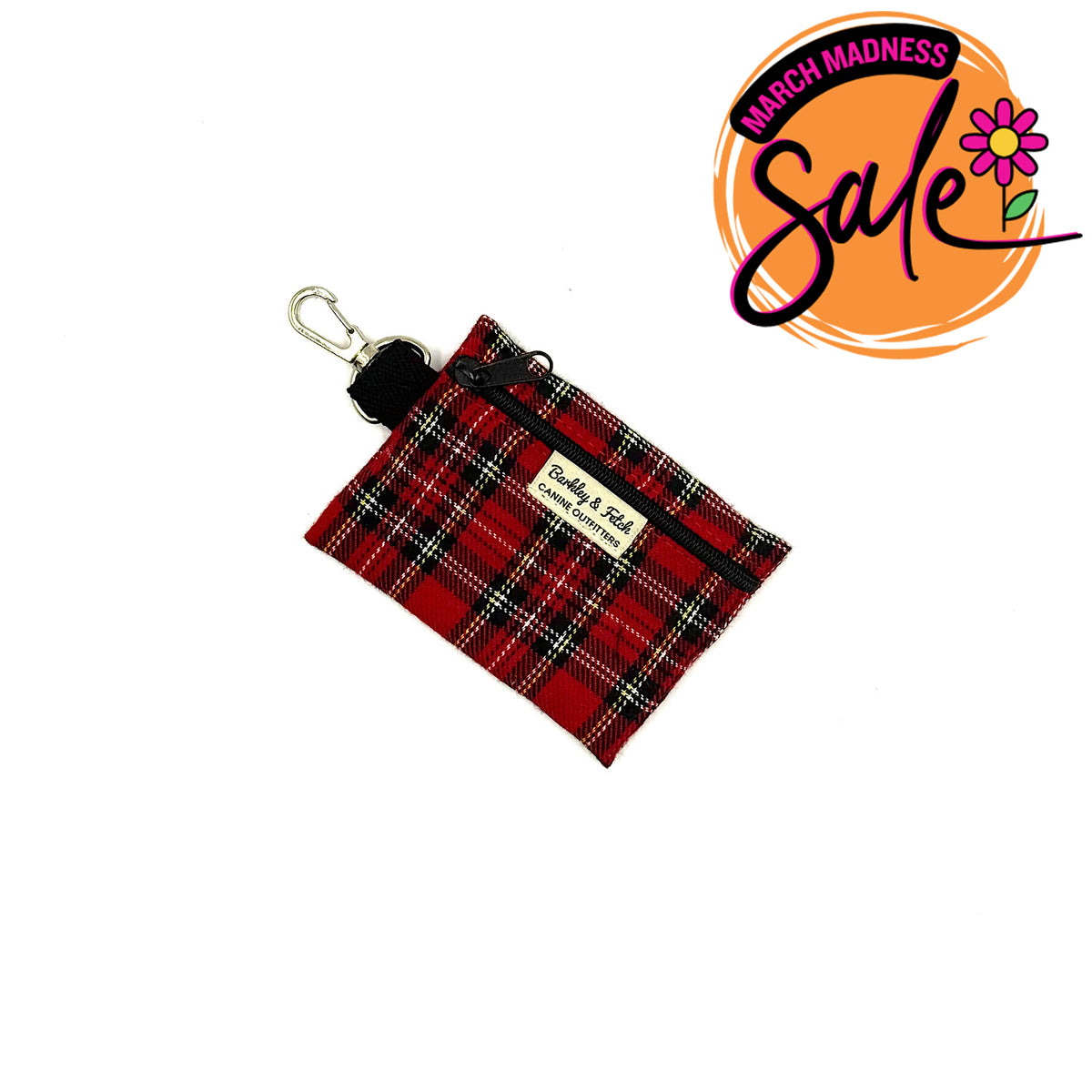 Barkley &amp; Fetch Red Tartan Poop Bag Holder