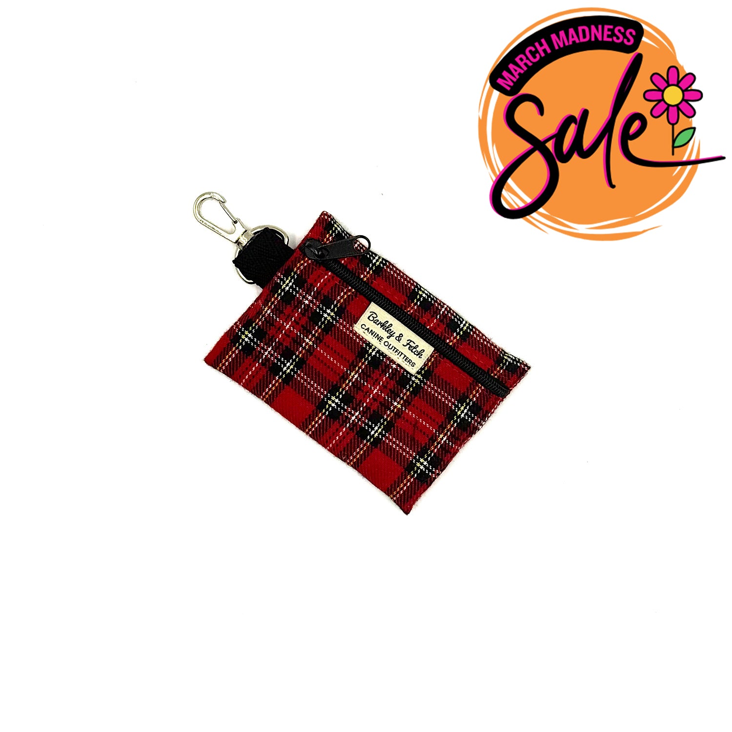 Barkley & Fetch Red Tartan Poop Bag Holder