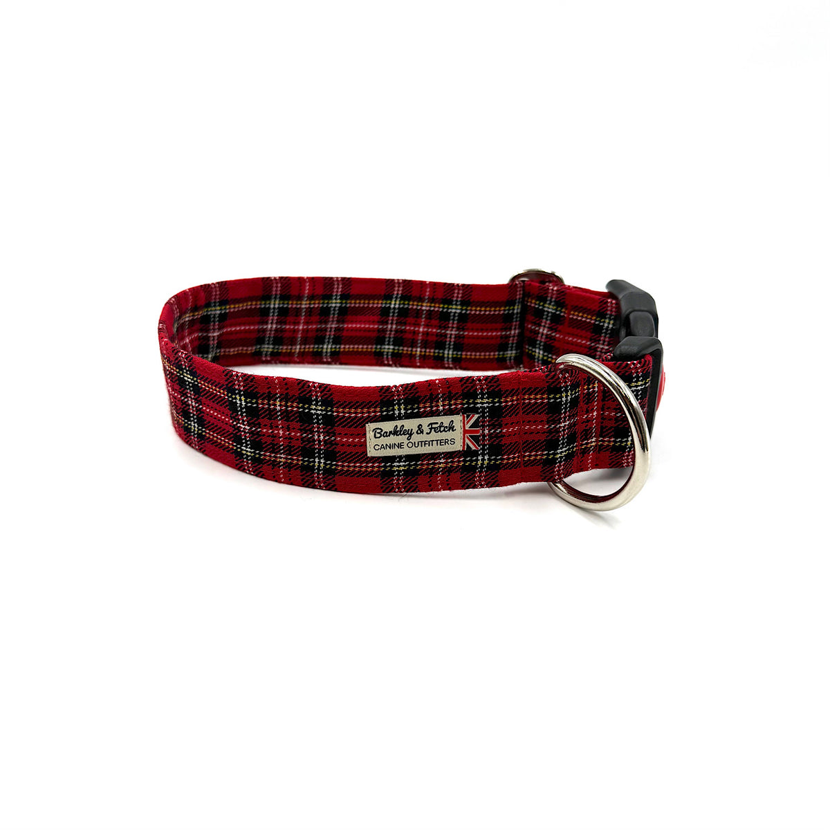 Barkley &amp; Fetch Red Tartan Wide Dog Collar