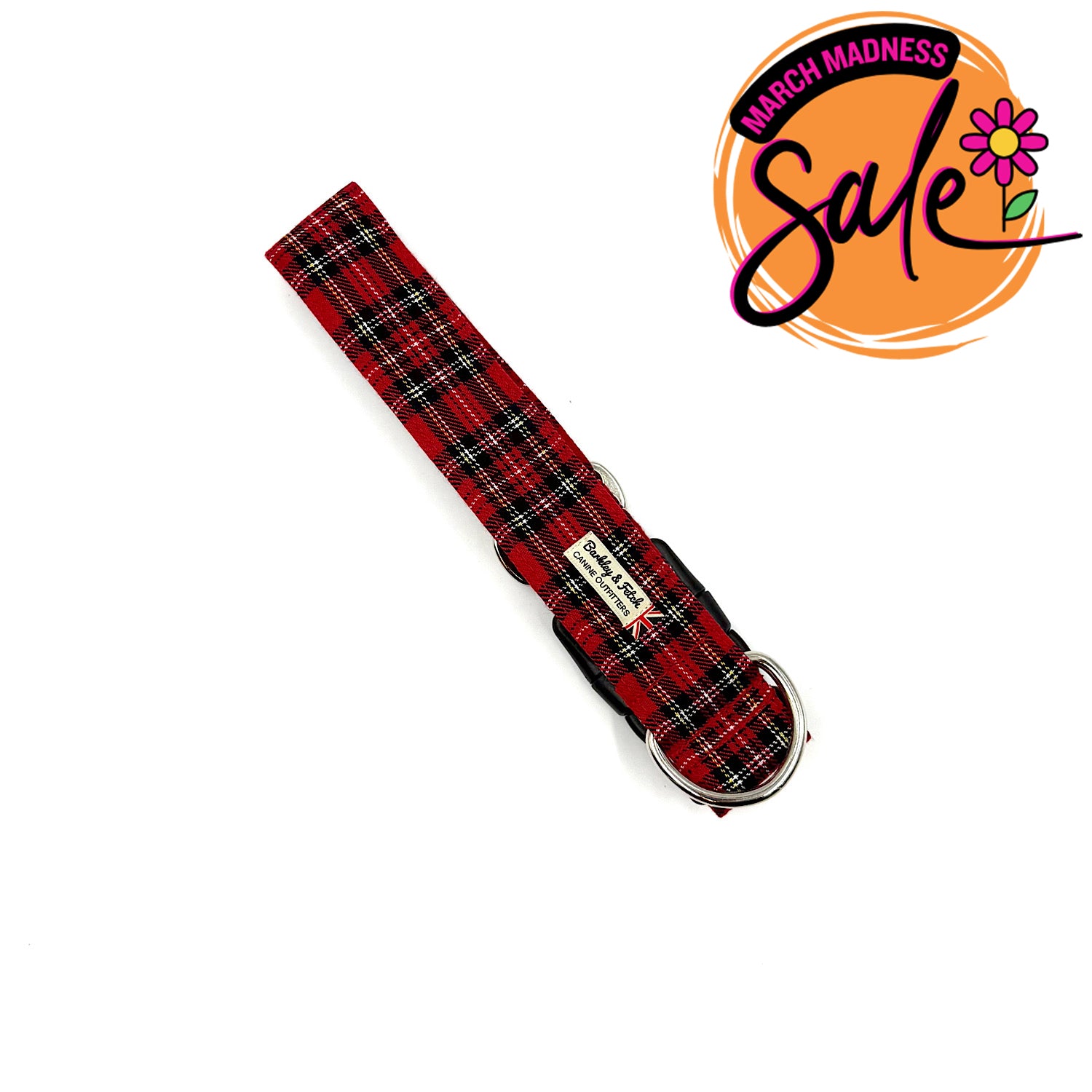 Barkley & Fetch Red Tartan Wide Dog Collar
