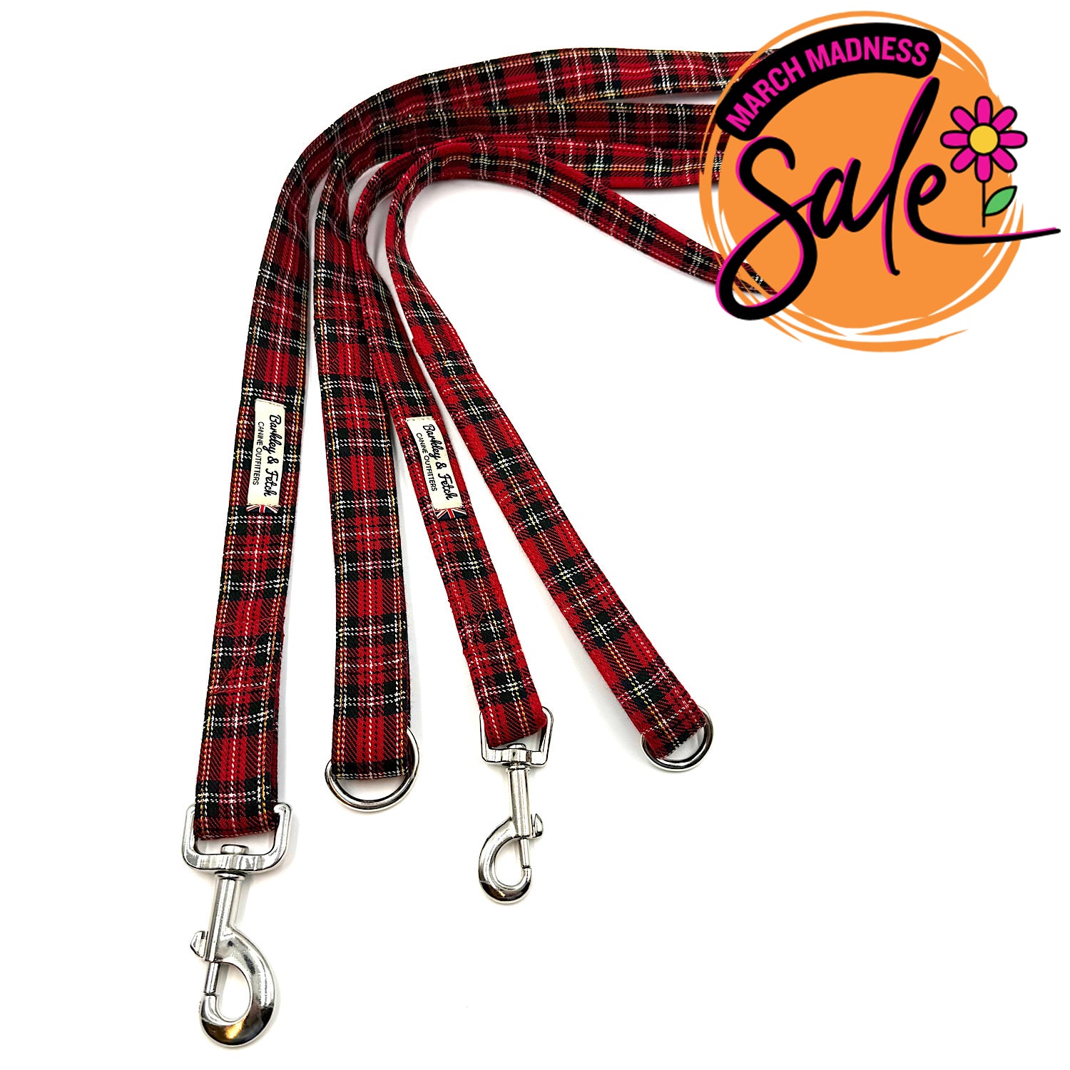 Barkley & Fetch Red Tartan Dog Lead
