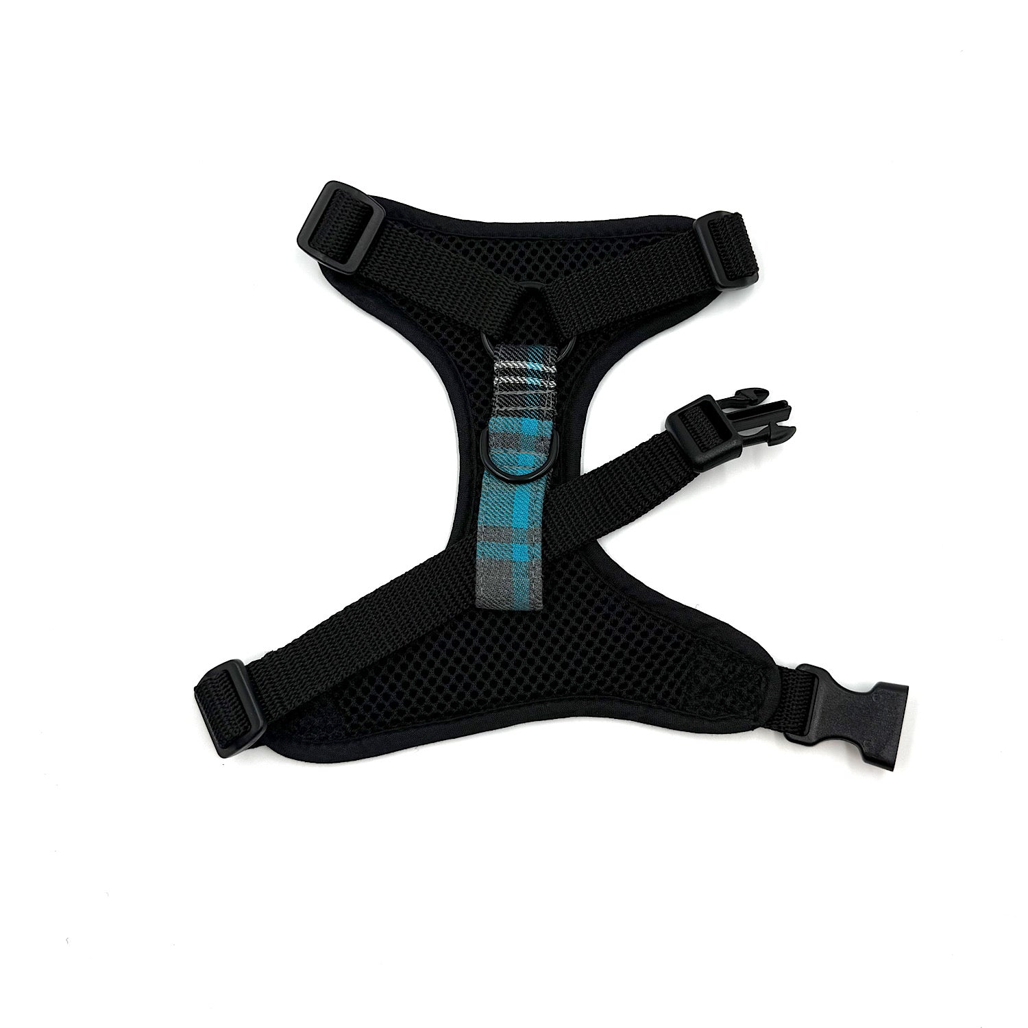 Barkley & Fetch Turquoise/Grey Tartan Soft Harness