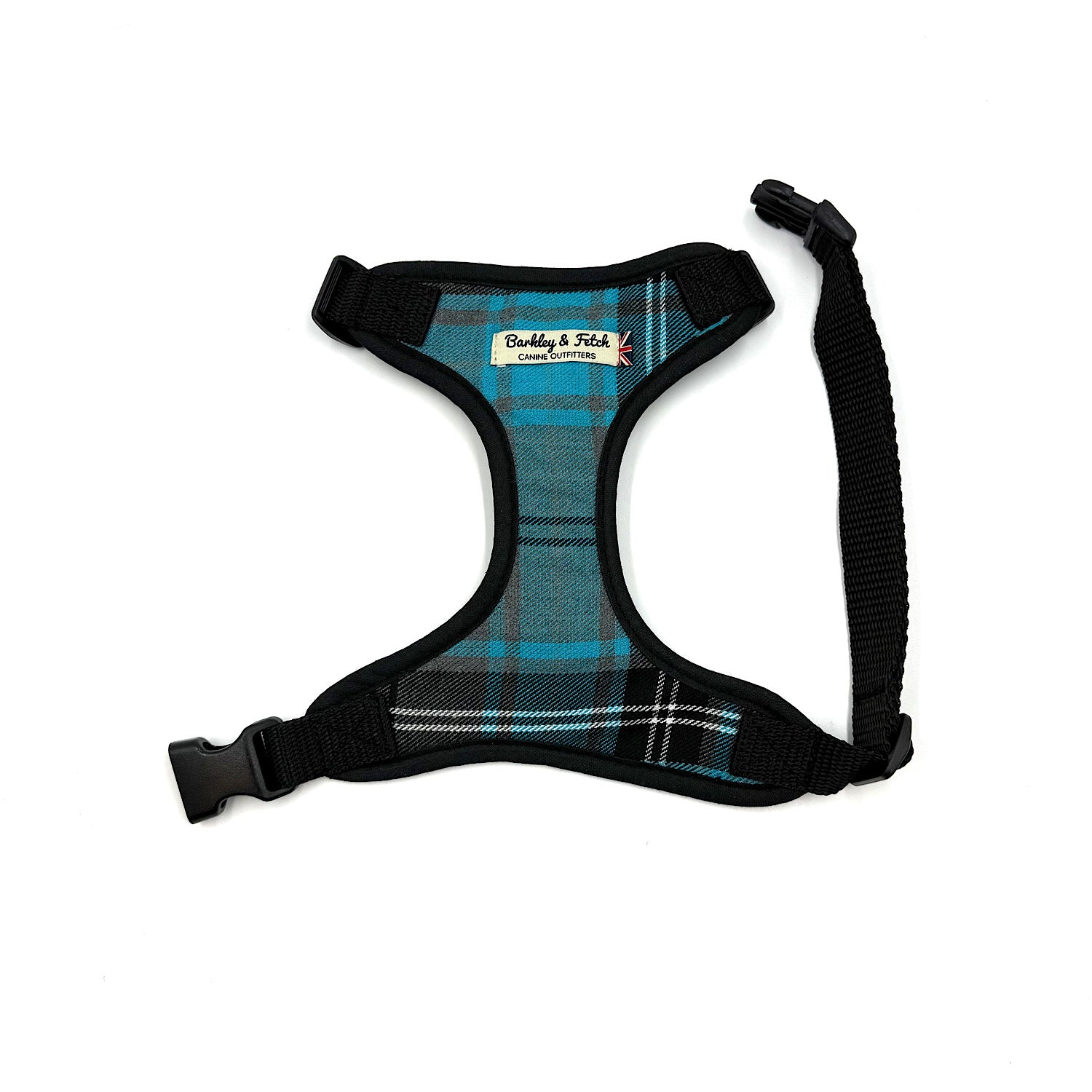 Barkley & Fetch Turquoise/Grey Tartan Soft Harness
