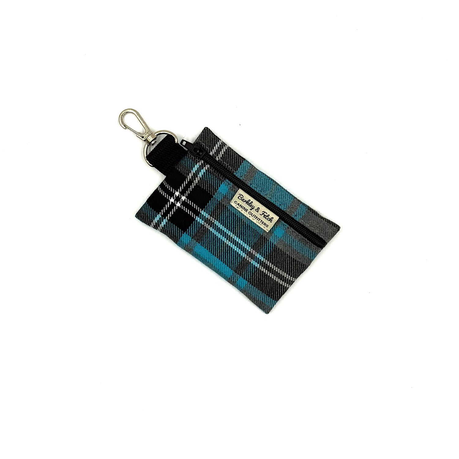 Barkley & Fetch Turquoise/Grey Tartan Poop Bag Holder