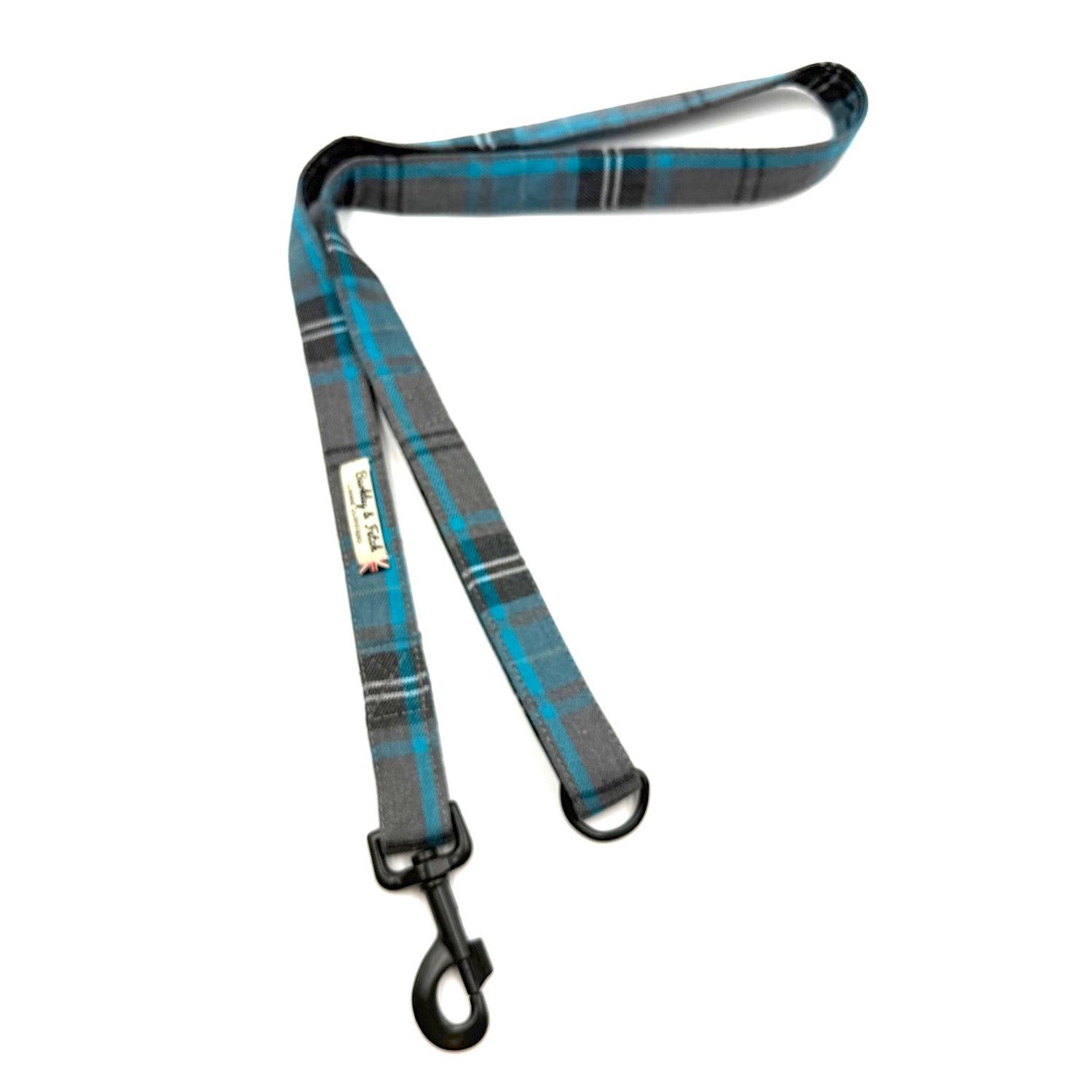 Barkley & Fetch Turquoise/Grey Tartan Dog Lead
