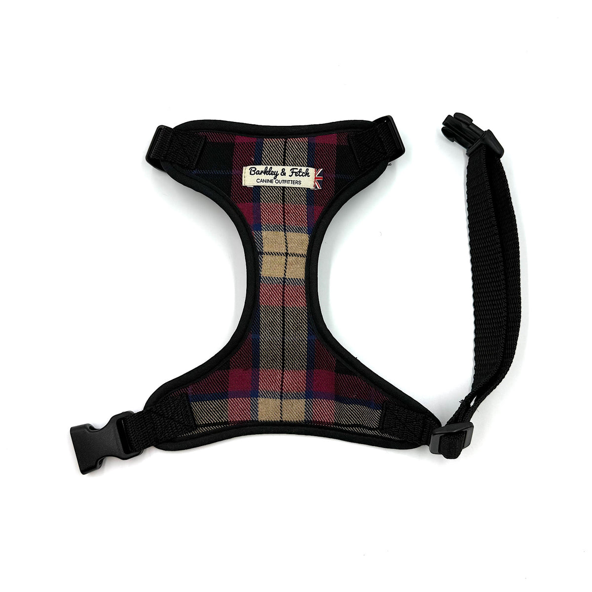 Barkley &amp; Fetch Wine Tartan Soft Harness