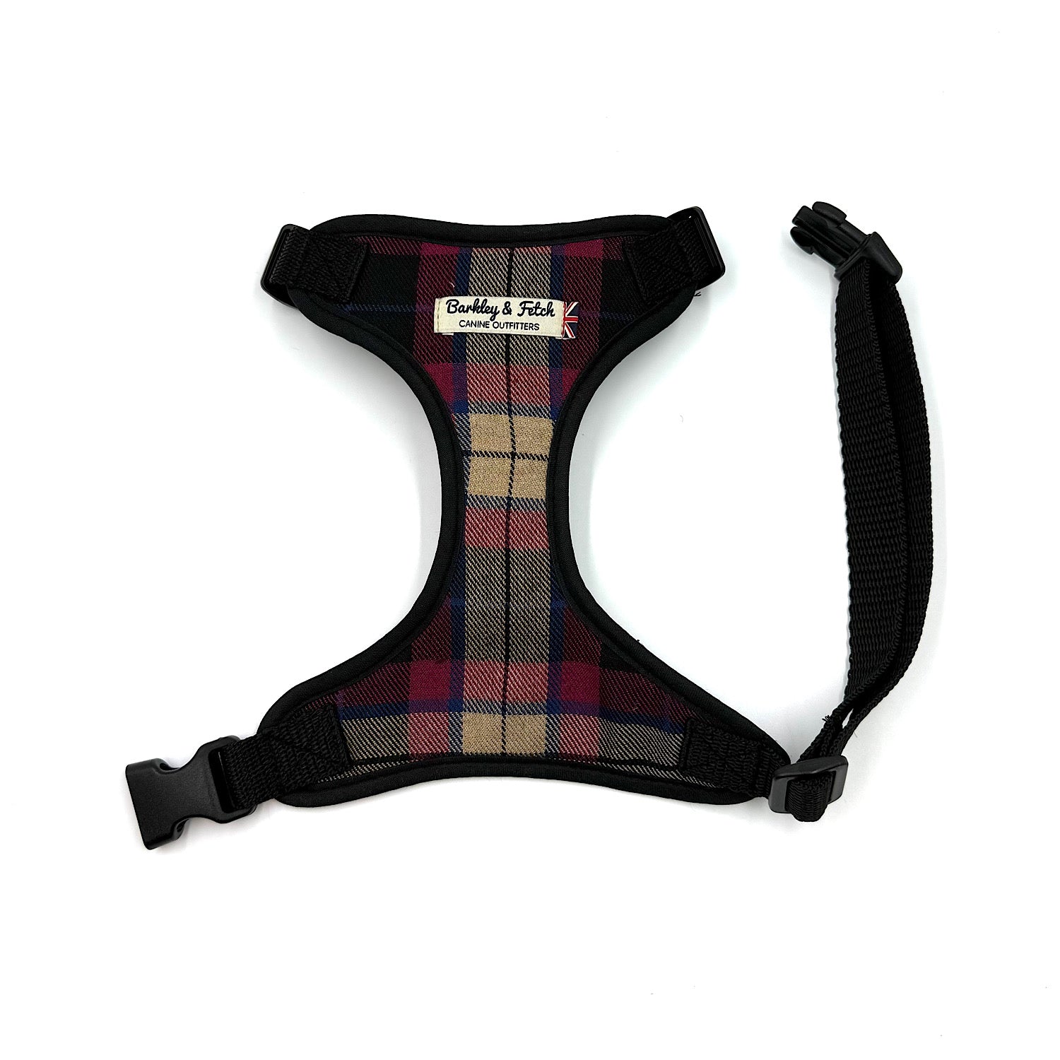Barkley & Fetch Wine Tartan Soft Harness