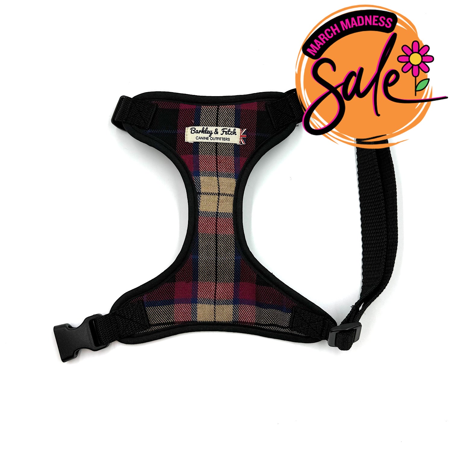 Barkley & Fetch Wine Tartan Soft Harness