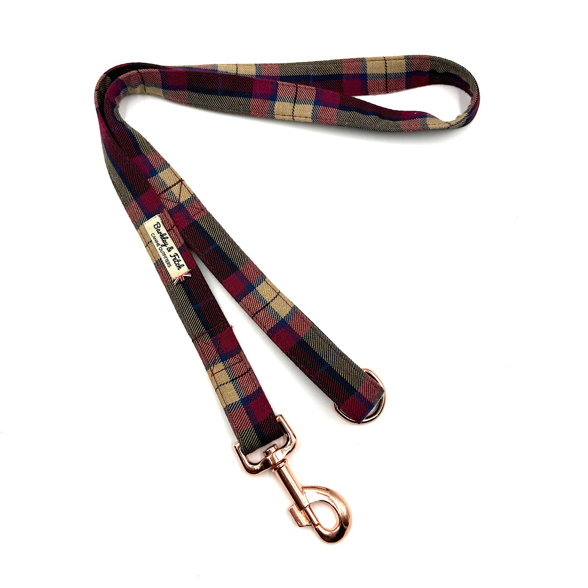 Barkley &amp; Fetch Wine Tartan Dog Lead
