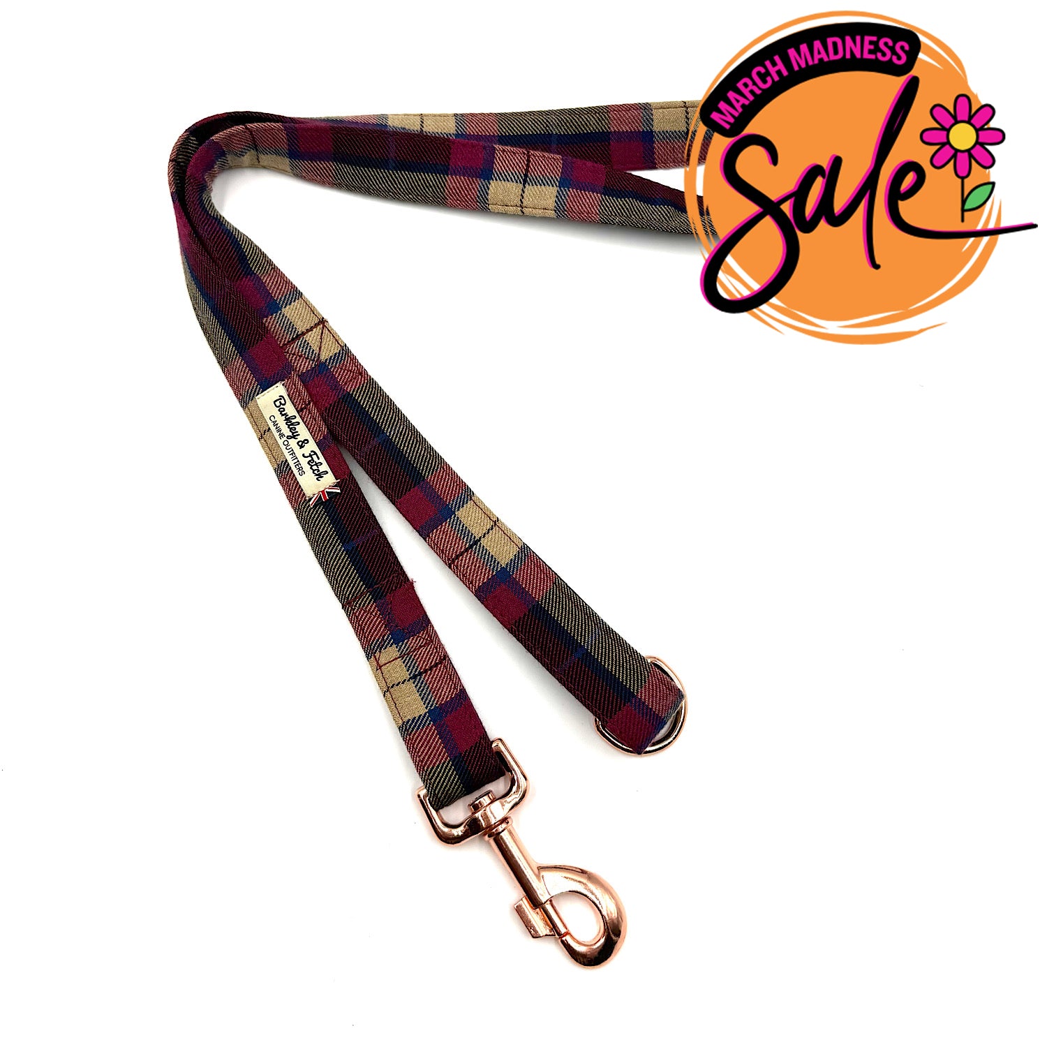 Barkley & Fetch Wine Tartan Dog Lead