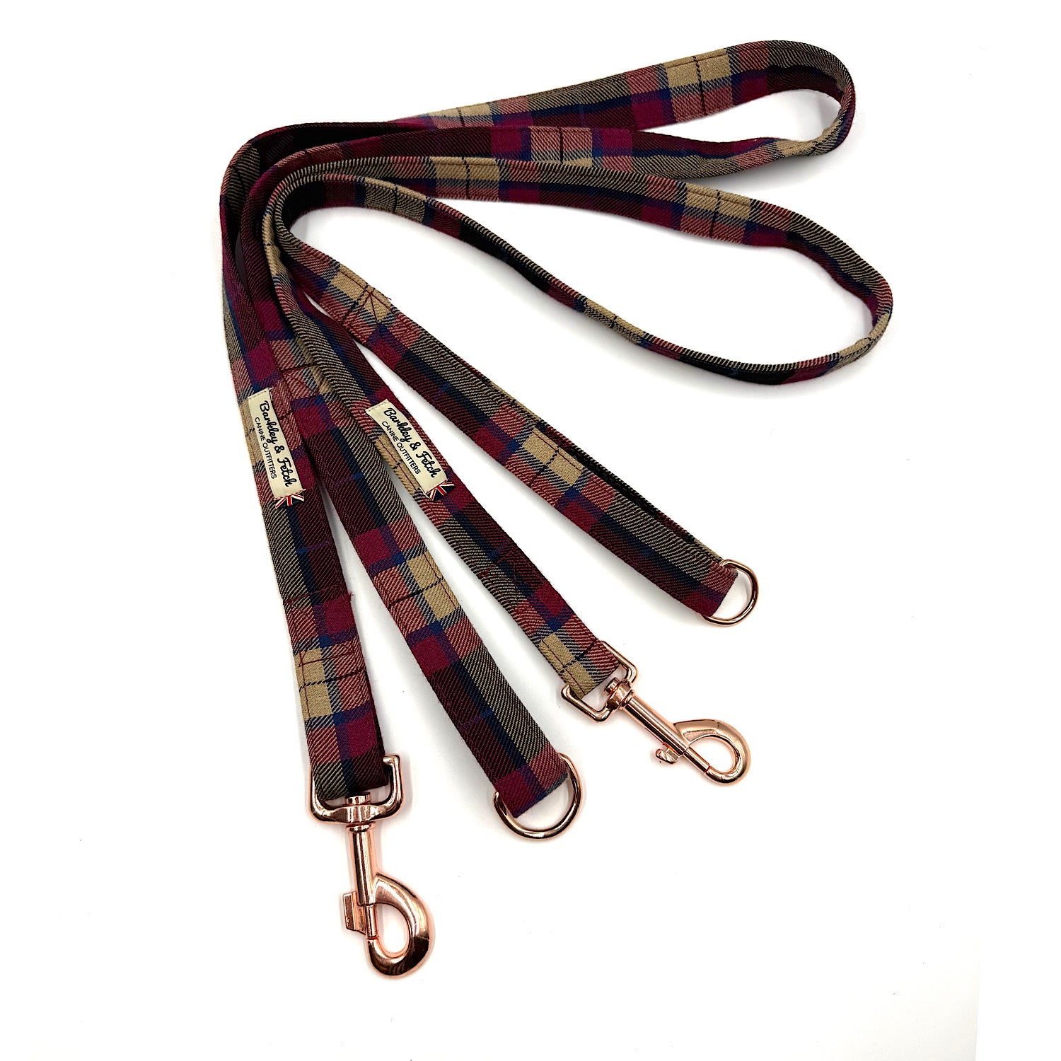 Barkley & Fetch Wine Tartan Dog Lead