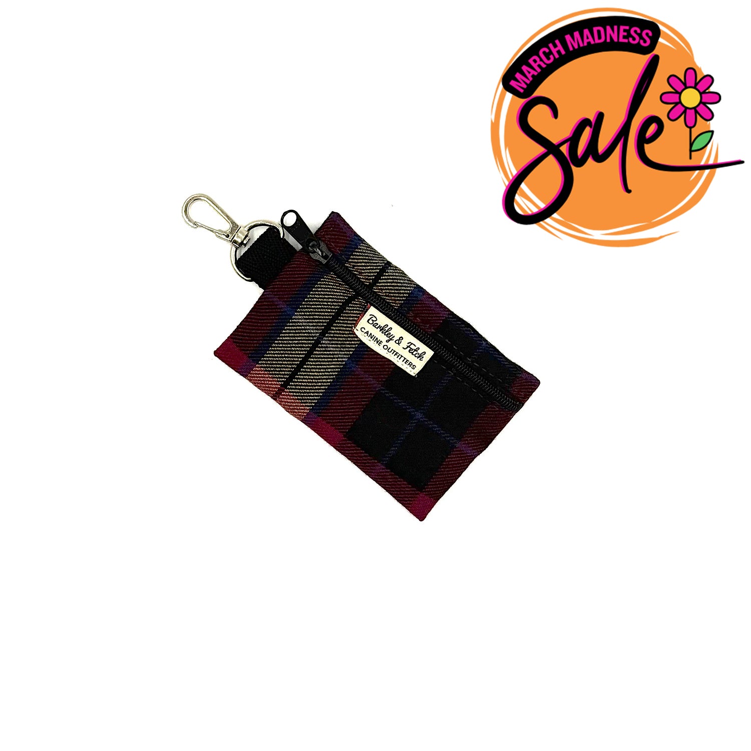 Barkley & Fetch Wine Tartan Poop Bag Holder