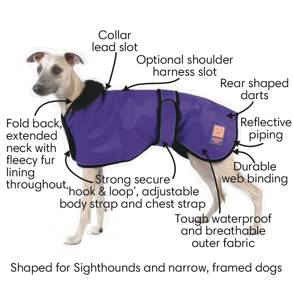 Waterproof Greyhound Harness Dog Coat with Warm Lining